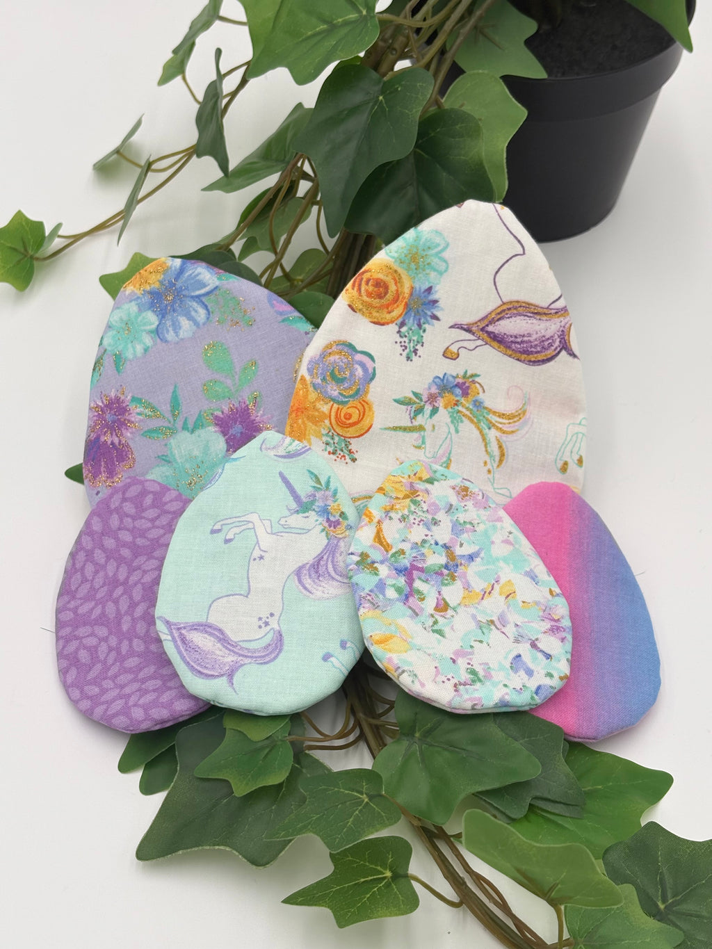 Magical Unicorn Reusable Eco-Friendly Easter Basket Fabric Plush Easter Eggs Fillers – Set of 6 (2 Large + 4 Small)