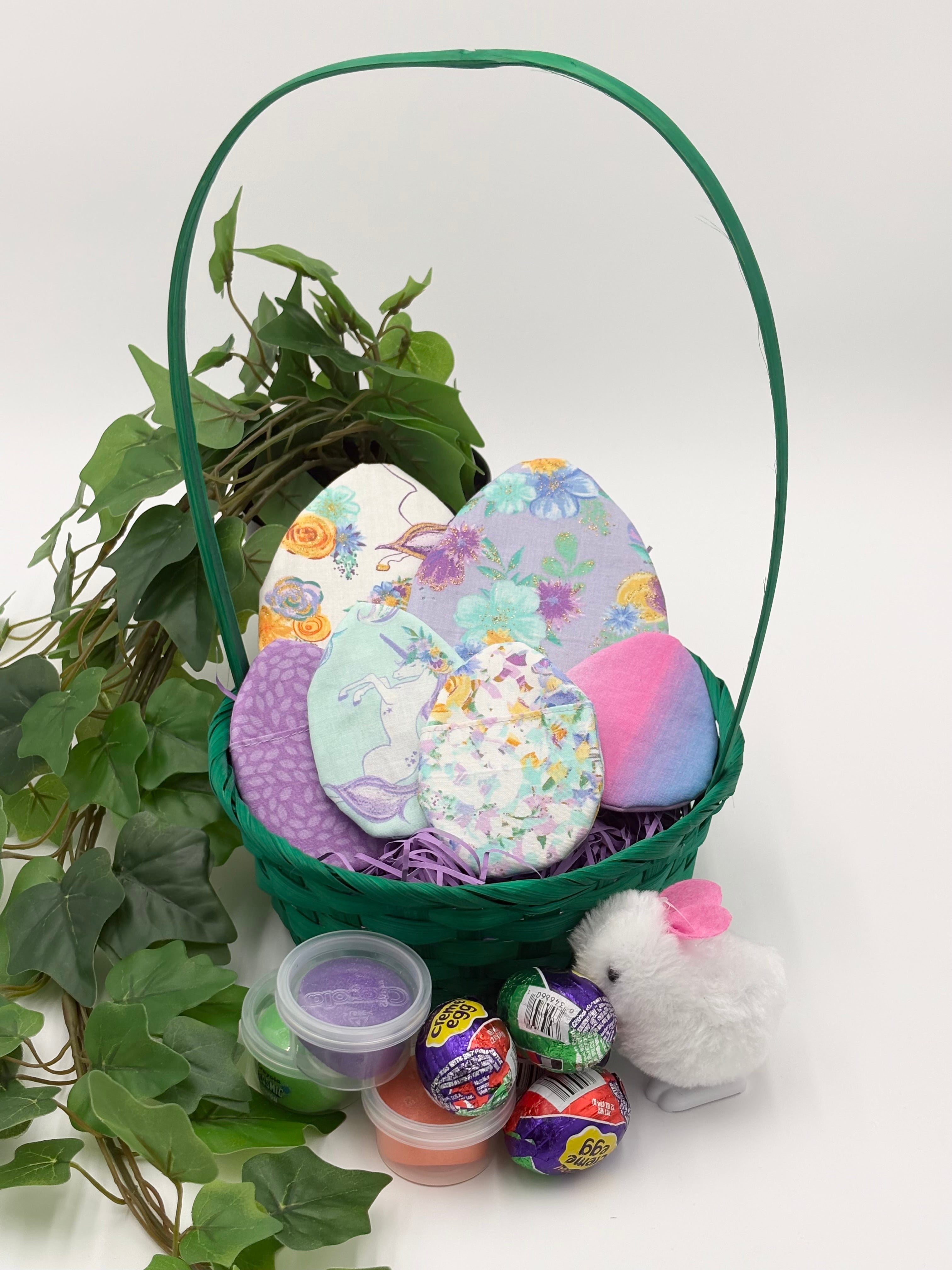 Magical Unicorn Reusable Eco-Friendly Easter Basket Fabric Plush Easter Eggs Fillers – Set of 6 (2 Large + 4 Small)