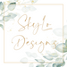 Logo with eucalyptus background with text "SkyLo Designs"