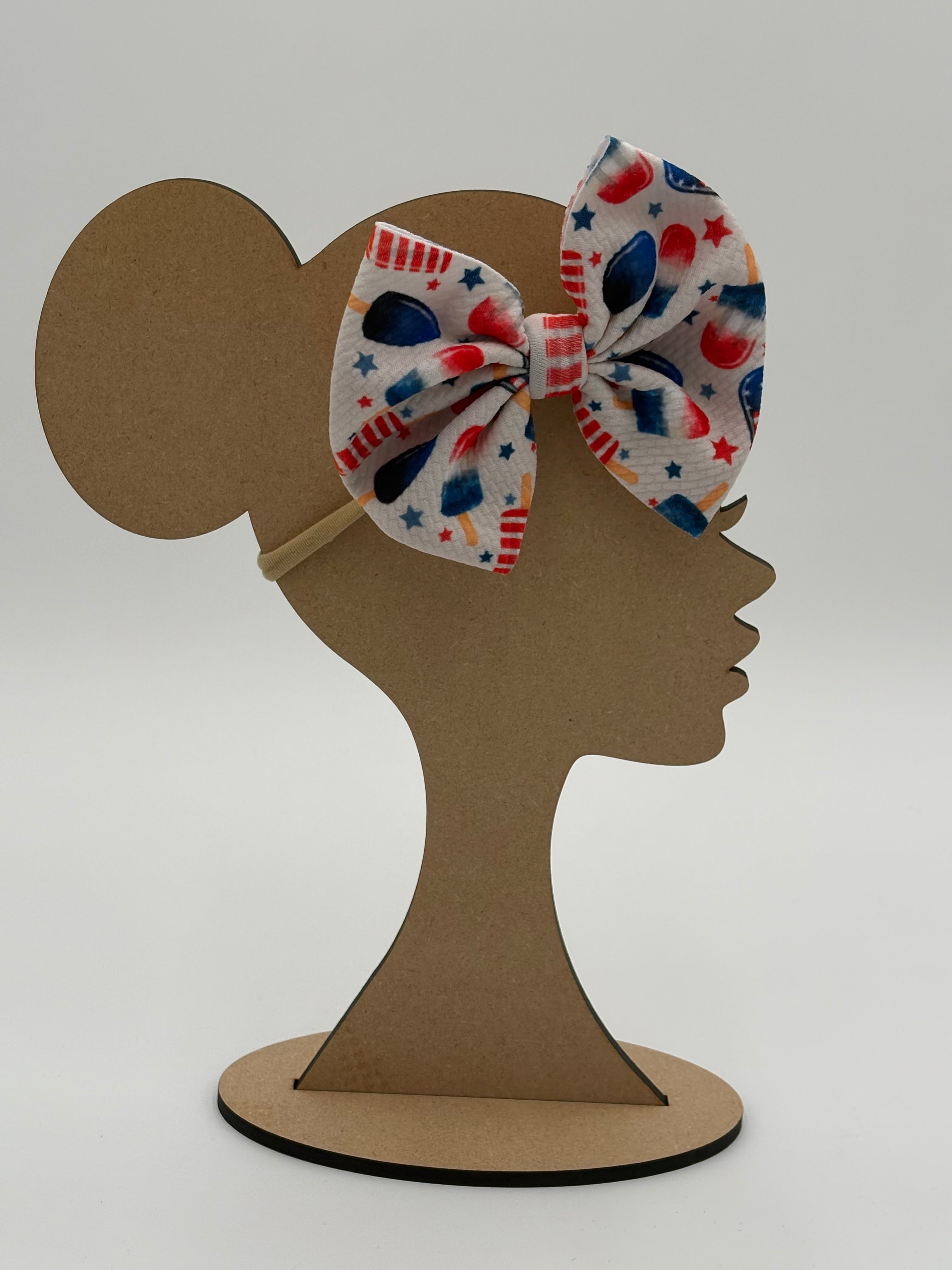 Patriotic Popsicles 4th of July Nylon Baby Girl Big Bow Headband