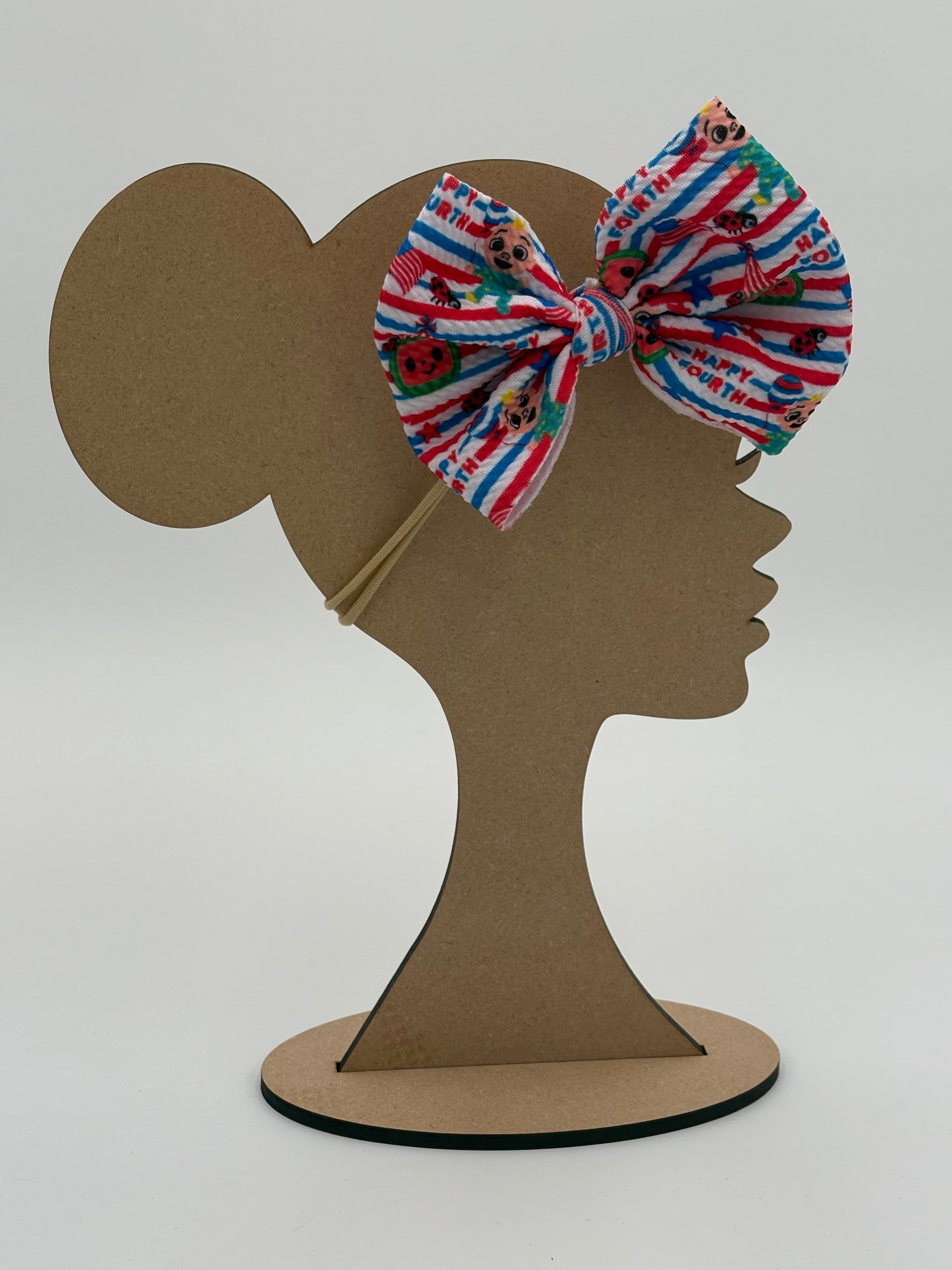 Patriotic Happy 4th of July Nylon Baby Girl Big Bow Headband