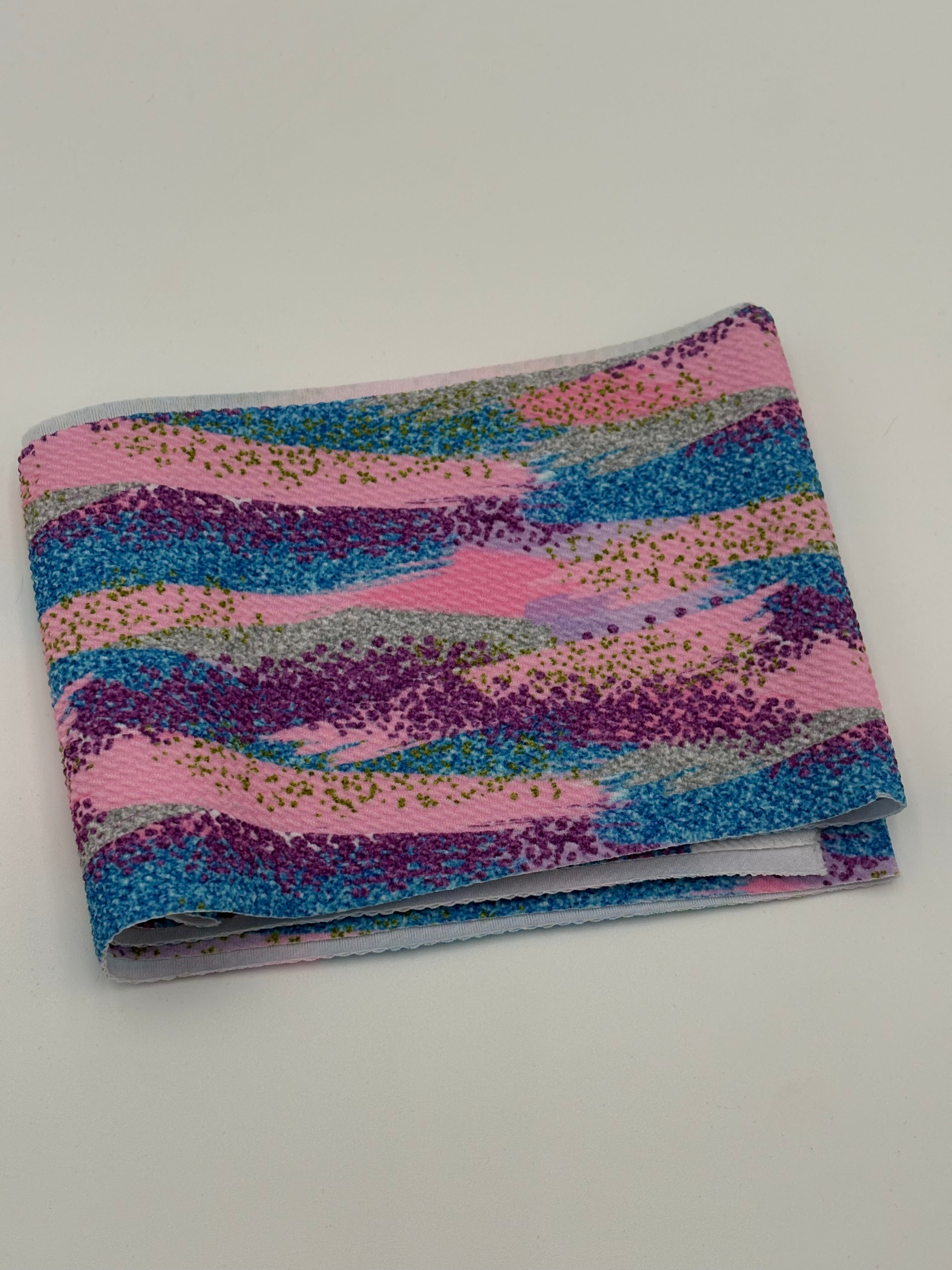 Colorful striped fabric on a white background